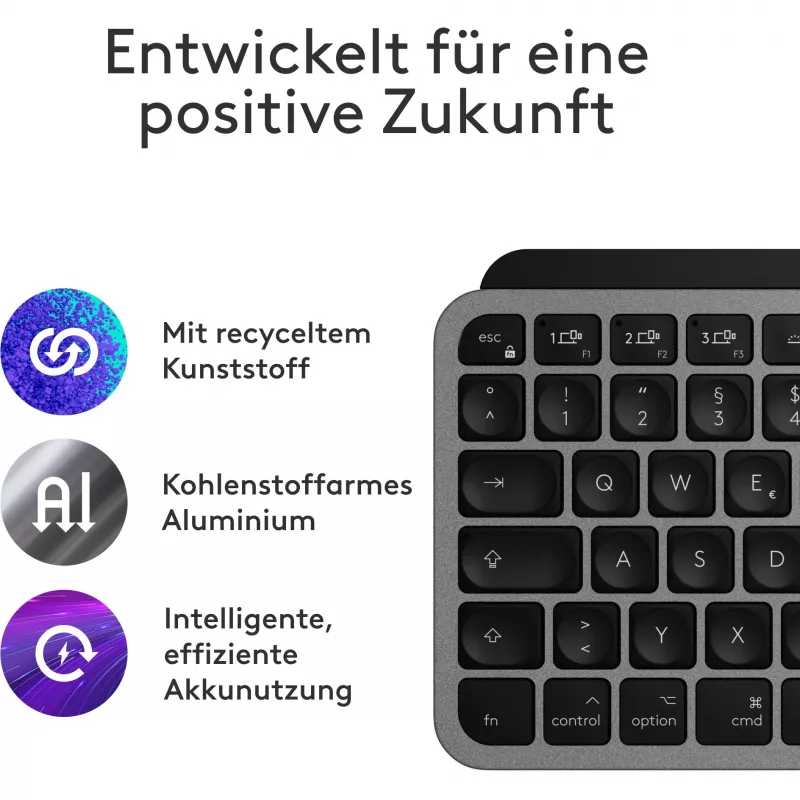 Toetsenbord Logitech MX Keys Mini voor Mac QWERTZ Duits zwart grijs