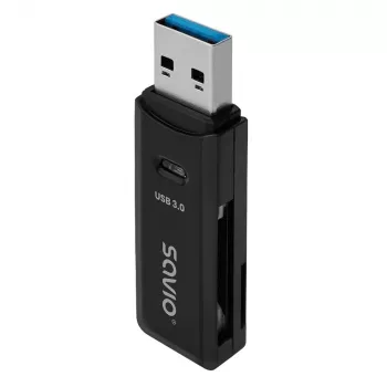 Kaartlezer SAVIO AK-64 USB 3.2 Gen 1 Type-A-uitgang, MicroSD-slot, 5000 Mbit/s, zwart
