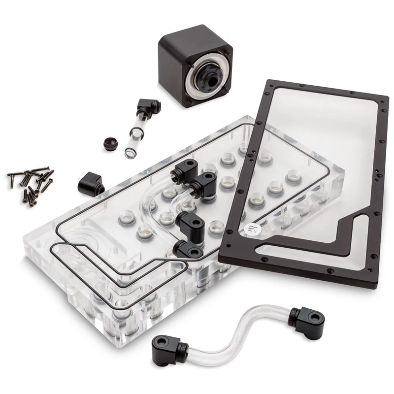 Pompverdeelplaat EK Water Blocks EK-QuantumX Loophole D5 PWM zwart plexiglas