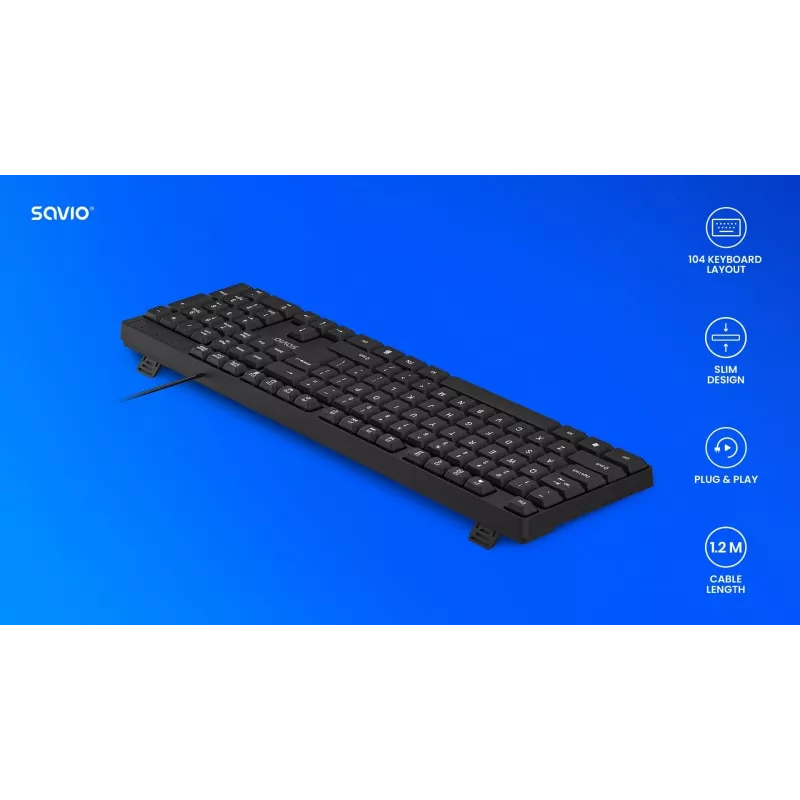 Savio KB-01 toetsenbord home/office USB QWERTY US Engels zwart