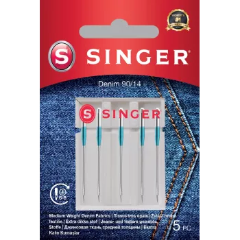 SINGER naaimachinenaalden Denim 90/14, 5-pack – voor zware stoffen (denim, canvas)