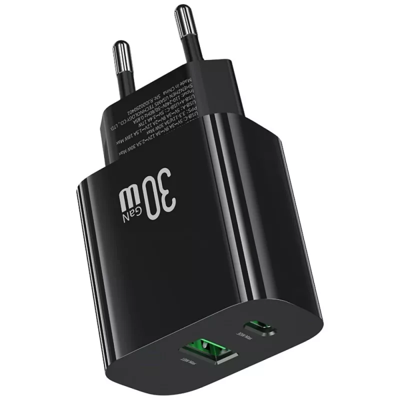 USAMS oplader USA001631 30W met 1x USB-C en 1x USB-A snelladen