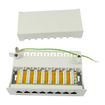Patchpanel 8xTP, CAT6A, 500 MHz, opbouwmontage, lichtgrijs, Syner (S216314)