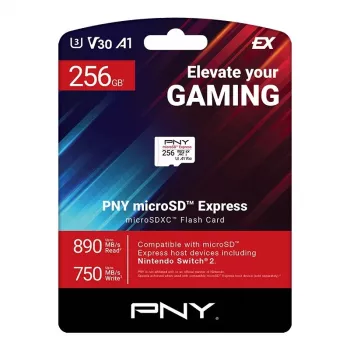MicroSDXC-geheugenkaart PNY microSD Express 256 GB UHS‑I lezen 890 MB/s schrijven 750 MB/s U3 V30