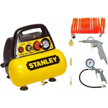 OLIEVRIJE compressor 6L+perslucht-kit Stanley