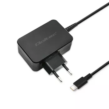 Mobiele oplader QOLTEC 51024 – universele AC-indoorlader, 65 W PD, 20 V/3,25 A, 1,2 m kabel, zwart