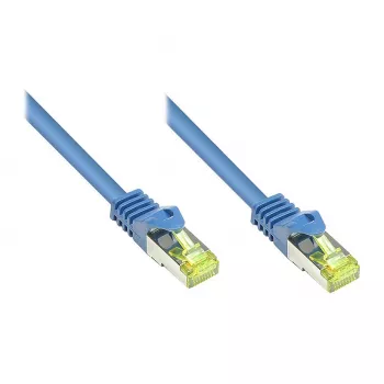 RJ45-patchkabel met Cat.7 ruwkabel en knikbescherming (RNS®), S/FTP, PiMF, halogeenvrij, 600 MHz, OFC, blauw, 1,5 m, Good Connections® (8070R-015B)