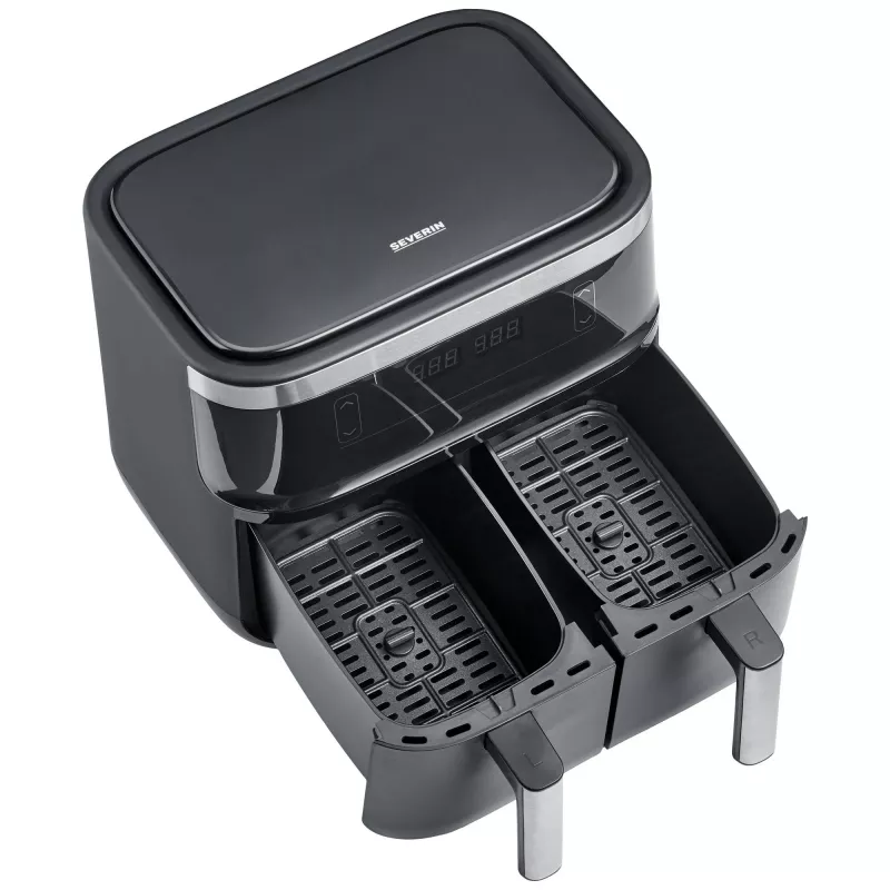 Heteluchtfriteuse Severin FR 2453 Double 3,25 L 2850 W zwart zilver