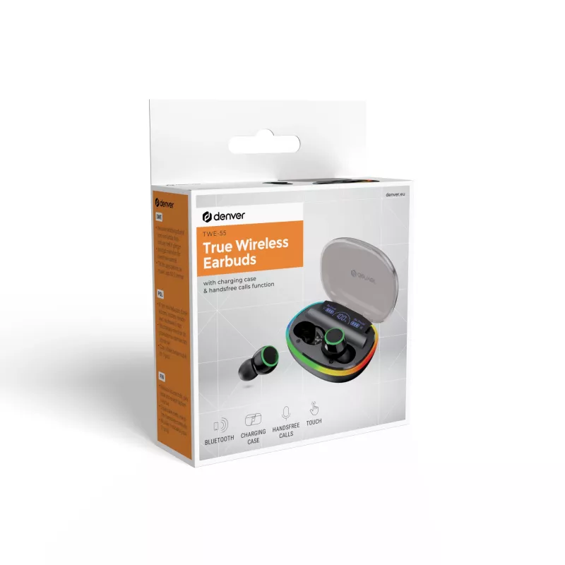 Denver TWE-55B True Wireless Bluetooth-oordopjes, zwart