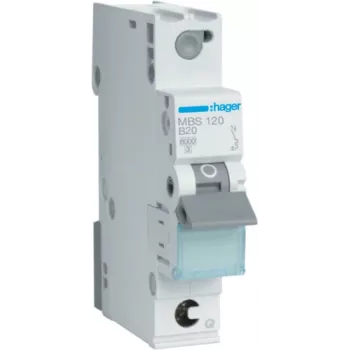 Hager MBS120 - 20 A - B-type - 1 module - -25 - 60 °C - -25 - 80 °C - 17,5 mm