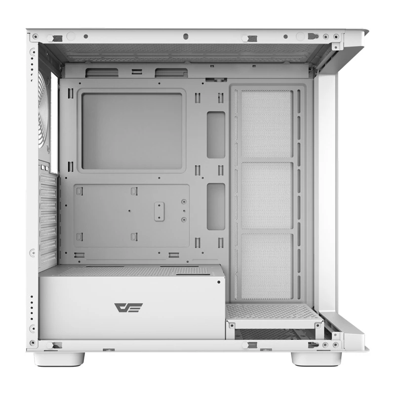 Computerbehuizing DarkFlash DS900G wit — mid-tower, gehard glas, geen ventilatoren