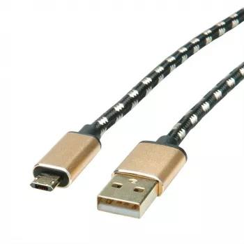 ROLINE 11.02.8819 USB-kabel 0,8 m USB 2.0 USB C Micro-USB B zwart - goud (11.02.8819)