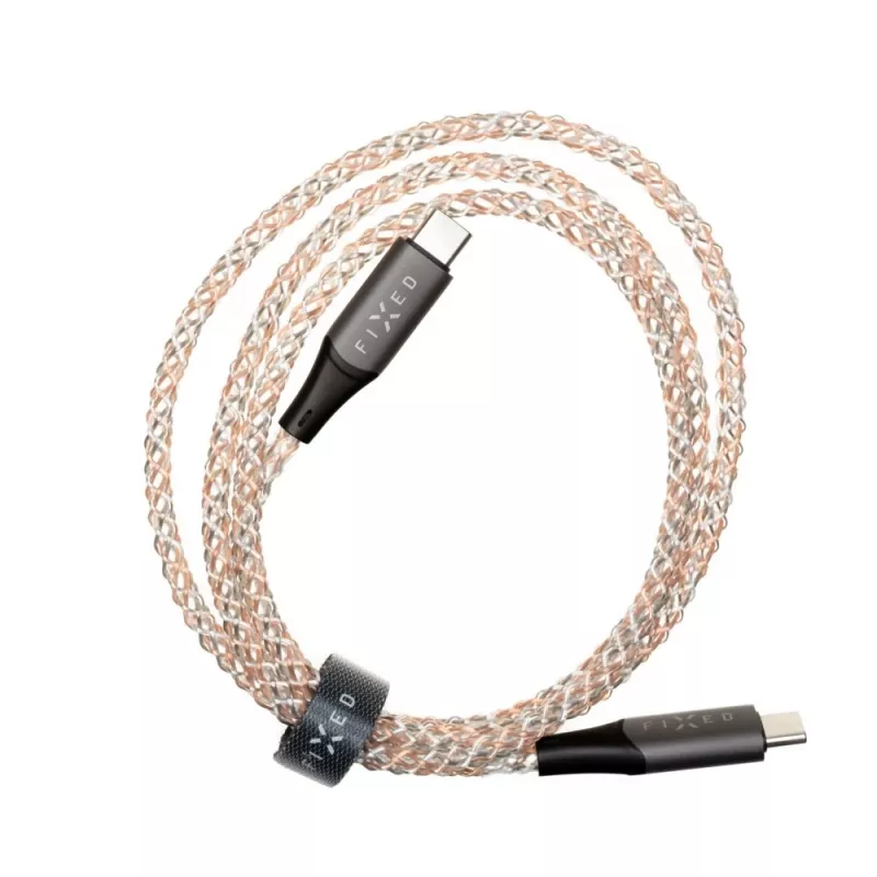 FIXED FIXDLED-CC-RA USB-C naar USB-C oplaadkabel met PD-ondersteuning en vaste lengte, geïntegreerde regenboog-LED