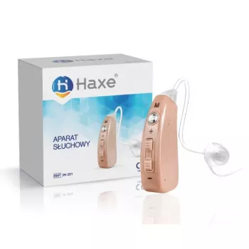 Hoortoestel Haxe JH351 oplaadbaar in het oor beige, frequentie 950–3500 Hz, 4-standig volume, batterijgevoed