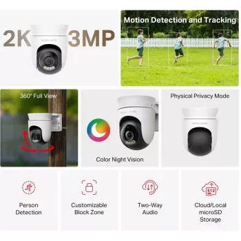 IP-beveiligingscamera MERCUSYS MC510 dome 2 MP, 2304×1296, 30 fps, wifi & ethernet, IR-nachtzicht, plafondmontage, wit