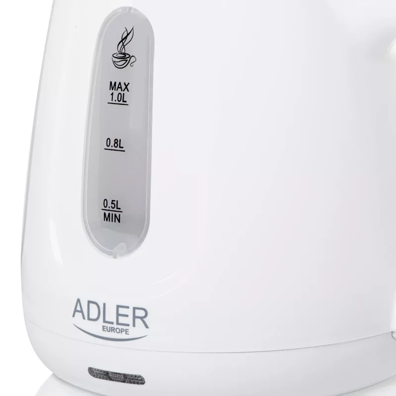 Waterkoker Adler AD 1373 – 1 L inhoud, 850 W, wit, 360°-basis, polypropyleen