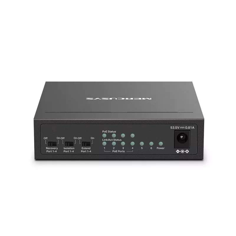 Mercusys 6-poorts 10/100Mbps desktop-switch met 4-poorts PoE+