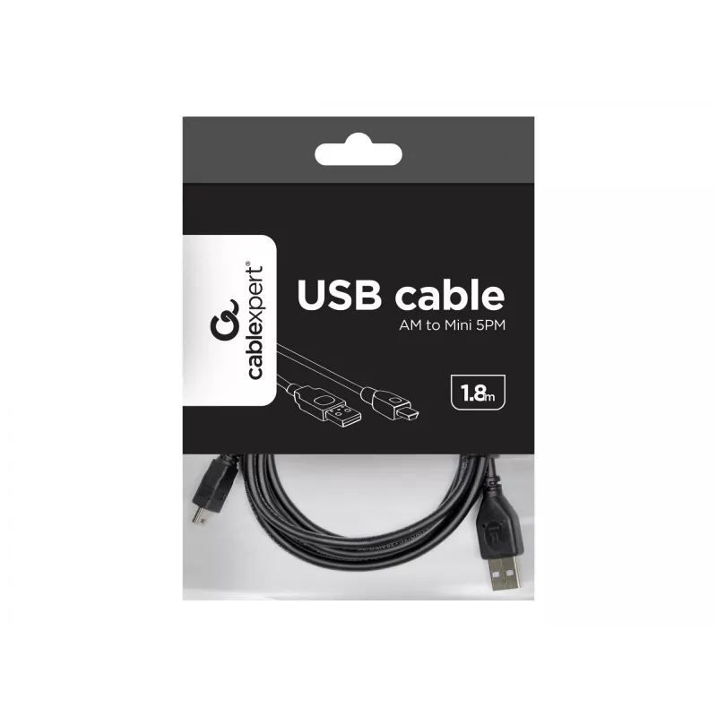 Gembird 1,8 m USB 2.0 A/Mini-USB M USB-kabel USB A Mini-USB B zwart