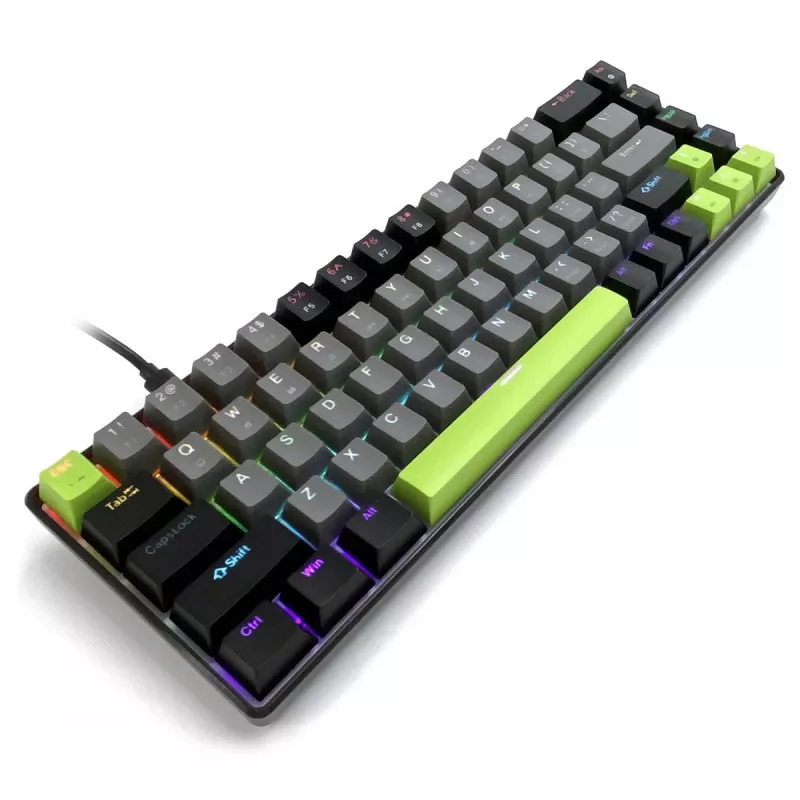 Mechanisch toetsenbord MEDIA-TECH MT1260 Red Core MX60, 60% formfactor, CHERRY MX Red schakelaars, RGB-verlichting, USB, groen