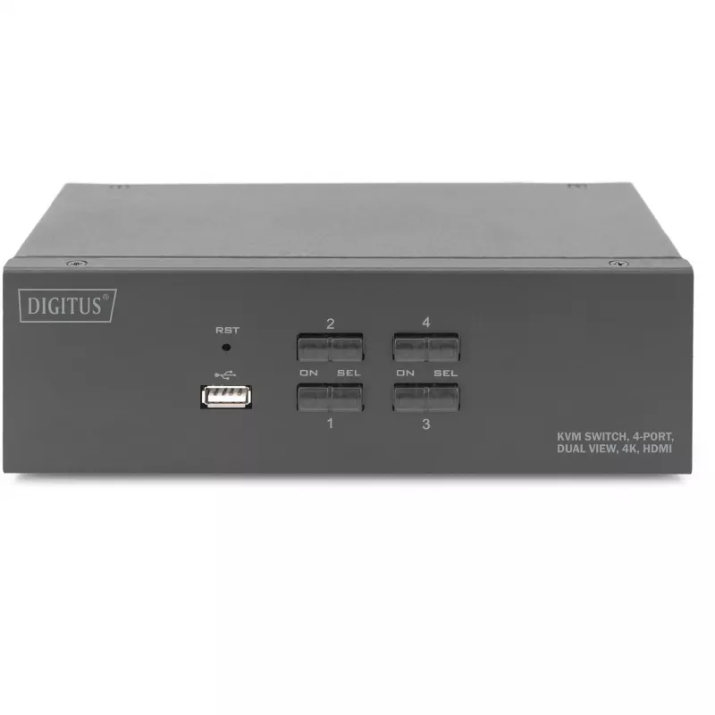 KVM-switch Digitus DS-12883 4 poorts dual display 4K HDMI USB