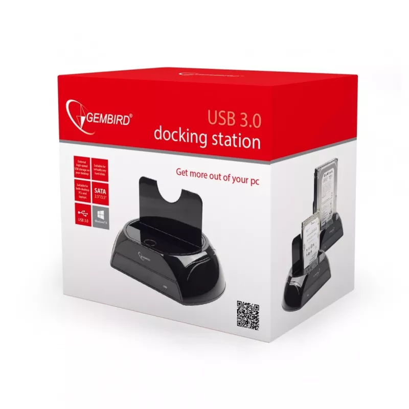 Gembird HD32-U3S-2 opslag-dockingstation zwart