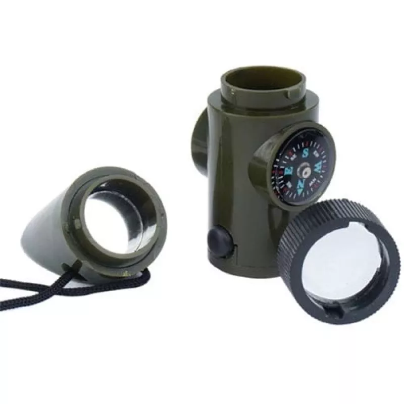 Mil-Tec SP.22073 overlevingsfluitje 6-in-1, olijfgroen