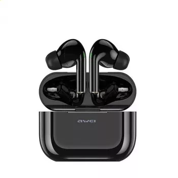 AWEI Bluetooth 5.0 T29 TWS-hoofdtelefoon + oplaadstation zwart/zwart