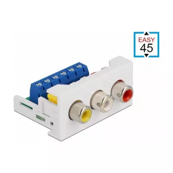 RCA-module DeLOCK Easy 45 3 x RCA bus 22,5 x 45 mm