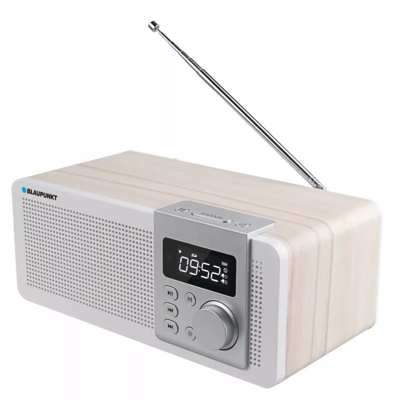 Draagbare radio BLAUPUNKT PP14BT met Bluetooth, MP3, MicroSD, USB en wekker — 6 W, batterij/netstroom, 230×118×90 mm