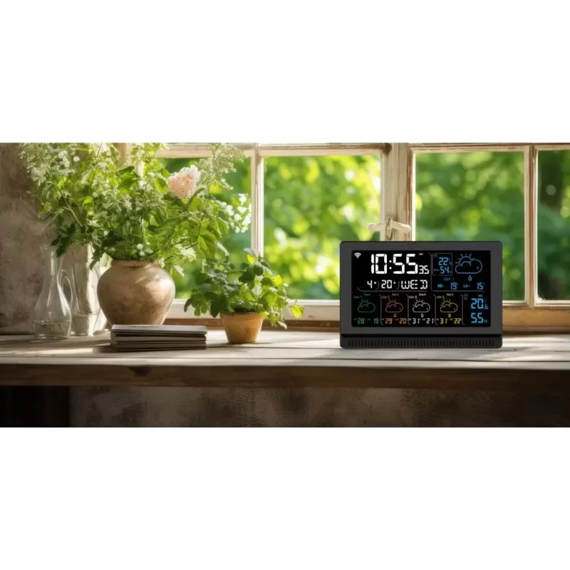 Manta MTO200B Windy Smart weerstation met buitensensor, Wi-Fi, zwart