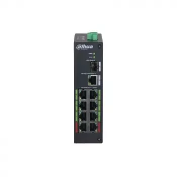 Switch DAHUA DH-LR2110-8ET-120 L2 8x Fast Ethernet (10/100) PoE, 48–57V, 8,8 Gbit/s, MAC 8000, zwart