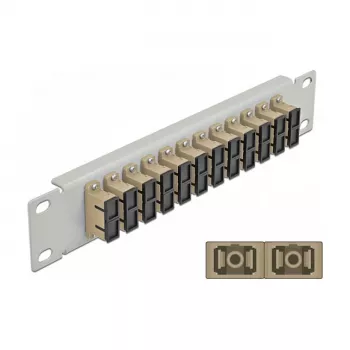 Glasvezel-patchpaneel DeLOCK 10 inch 12 poort SC Duplex beige 1HE grijs