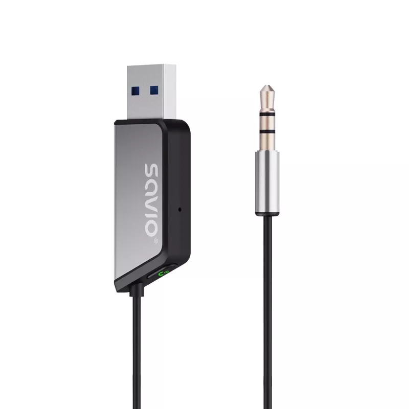 Savio TR-16 transmitter AUX-adapter met handsfree functie, Bluetooth 5.3, Google Assistant/Siri