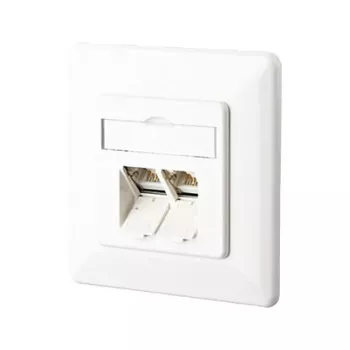 BTR datadoos E-DAT C6A, Cat.6A, 2-voudig, inbouw, zuiverwit RAL 9010 voor aansluiting van 2 pc's (130C381002-I)