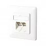 BTR datadoos E-DAT C6A, Cat.6A, 2-voudig, inbouw, zuiverwit RAL 9010 voor aansluiting van 2 pc's (130C381002-I)