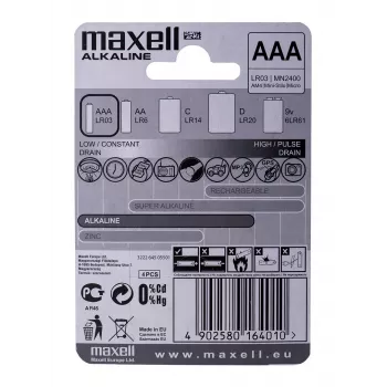 Maxell batterij Alkaline LR-03 AAA 4-pack wegwerpbatterij