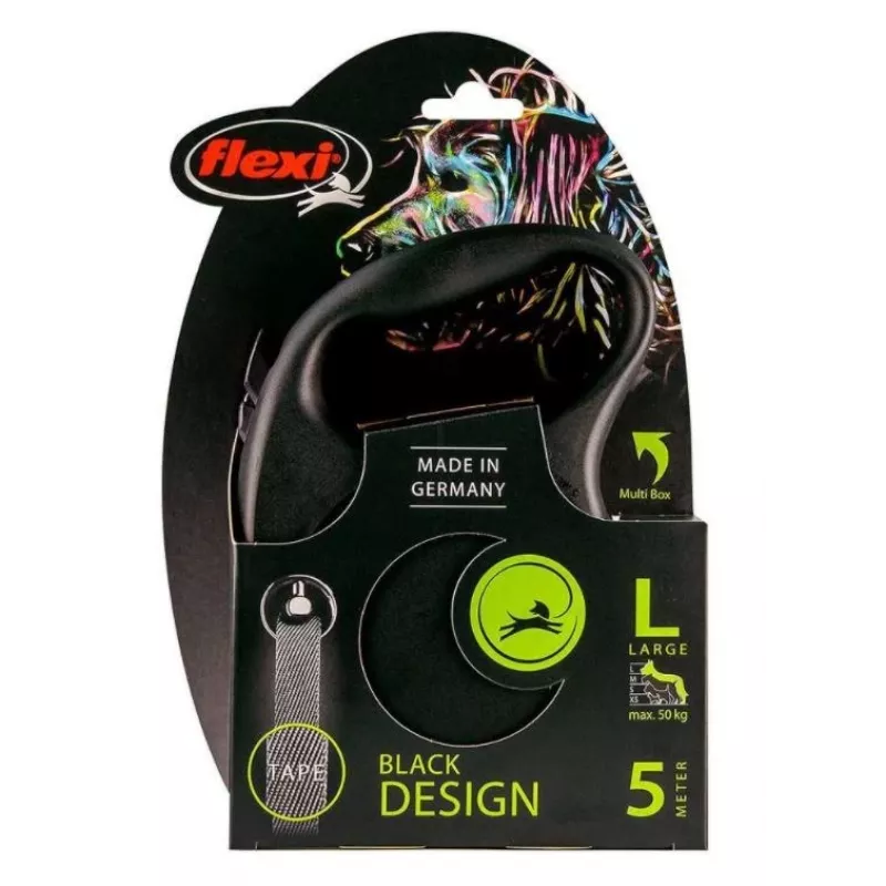 Flexi Black Design L 5 m hondenlijn met rolmechanisme