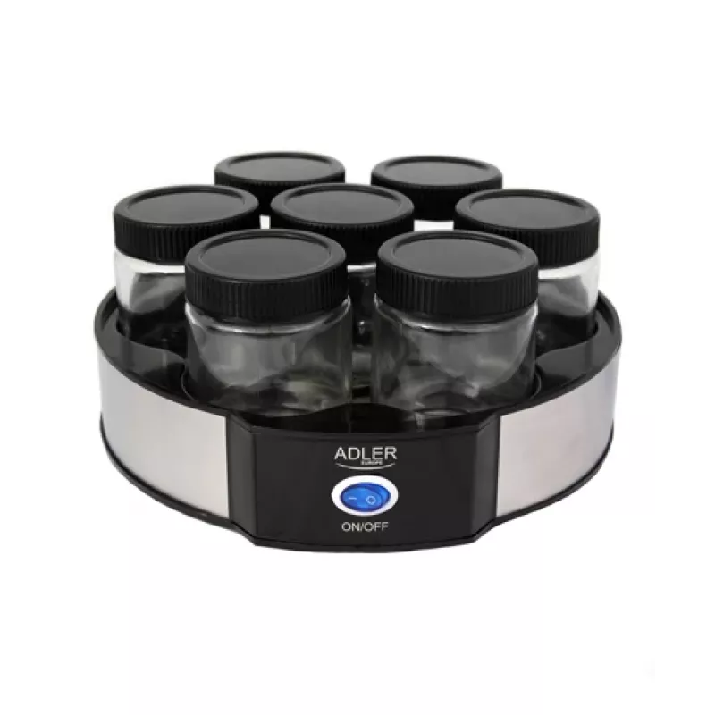 Yoghurtmaker Adler AD 4476 — 7 glazen, 42 °C, 20 W, grijs/zwart/transparant