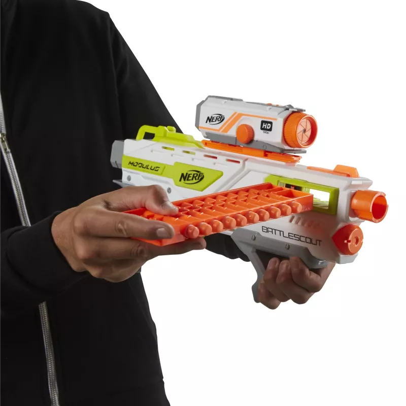 Speelgoedblaster HASBRO Nerf BattleScout ICS-10 FFP B1756F030 – schuimpijl-blaster, enkelschots, tactische rail