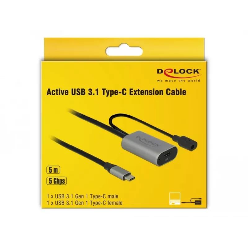 Delock USB-C Actieve verlengkabel, 5 m, USB 5 Gbps (USB-20225 / 85392)