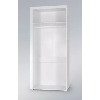 Kledingkast cama meble SAMBA wit/wit glanzend, 900×550×2030 mm, 1 legplank