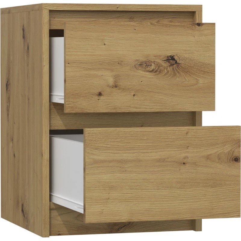 Topeshop K2 ARTISAN nachtkastje/nachtkastje 2 lade(s) eiken