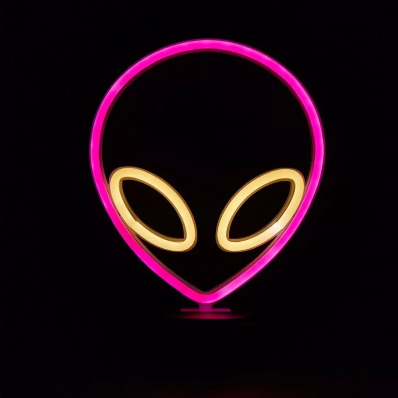Tafellamp MANTA SNL86PK Style Neon Lights UFO roze – decoratieve neonlamp in roze