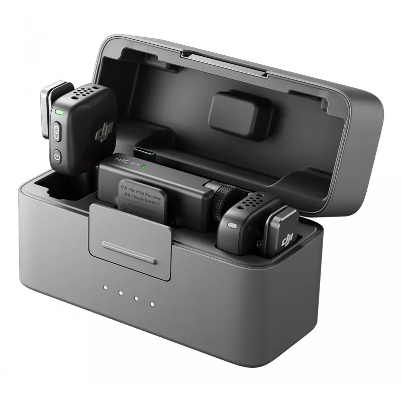 DJI Mic Mini (2 TX + 1 RX + oplaadcase) draadloze microfoonkit - donkergrijs