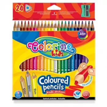 Colorino Kids driehoekige kleurpotloden 24 kleuren (met puntenslijper)