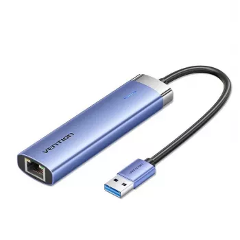 Vention TGFSB USB 3.2 Gen 1 (3.1 Gen 1) Type-A 5-poorts hub met Gigabit RJ-45 en USB-C, blauw