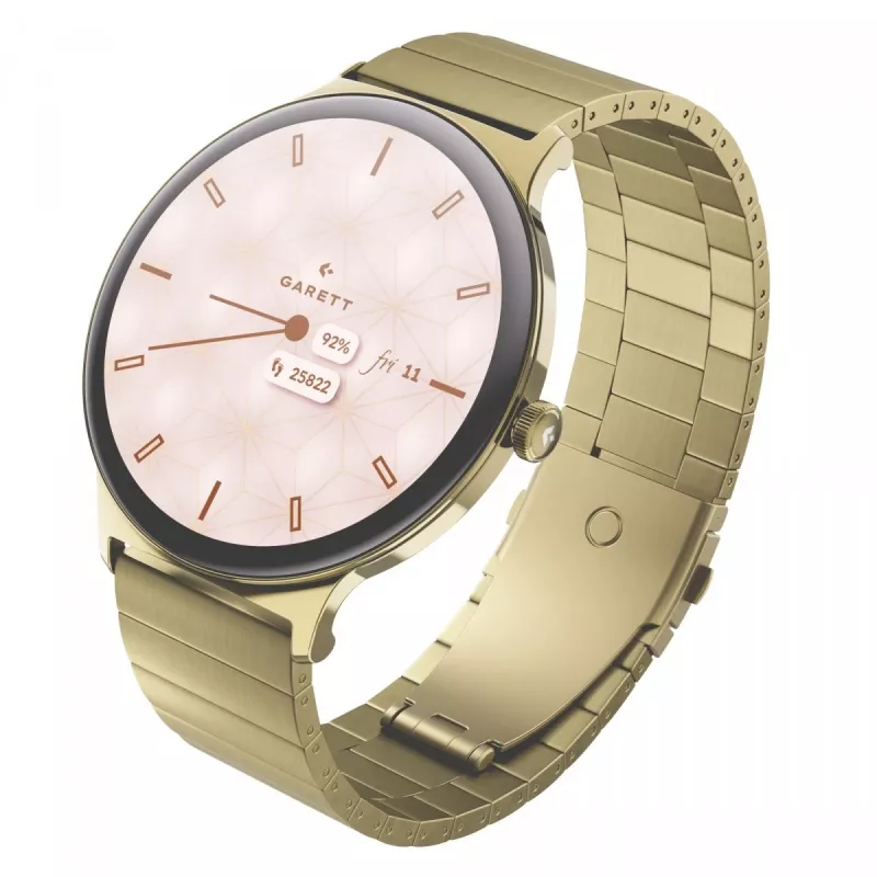 Smartwatch Garett Verona 2 Gold Steel met Bluetooth en hartslagmeter