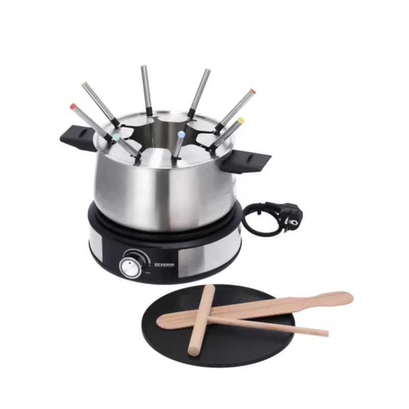Severin FO 2471 fondue- en crêpecombinatie, zwart/roestvrij staal