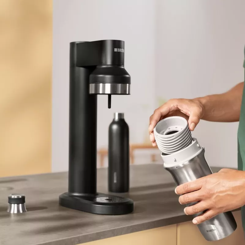 Brita sodaTRIO 1046734 carbonatorfles, roestvrij staal, 1 l, zwart