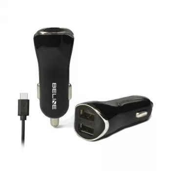 Autolader 2xUSB + USB-C 2,1A zwart